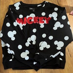 Disney Black and White Polka Dot Top with Red Mickey